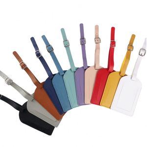 Étiquette de bagage en cuir PU souple et tendance, personnalisable avec nom et motif lettre, logo sur mesure, durable, capacité réglable, cadeau créatif - Product Image 1