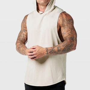 Wholesale Sports Gym Wear Cotton Fitness Men Sleeveless Hoodie Zipper <b>Workout</b> <b>Hoodies</b> For Casual Usage - Product Image 3