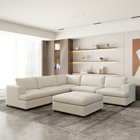 Atunus Modernes Minimalistisches Bouclé-Sofa mit Schwammfüllung, Weißes Modulares Ecksofa, L-förmiges Couch-Set für Apartments und Wohnzimmer