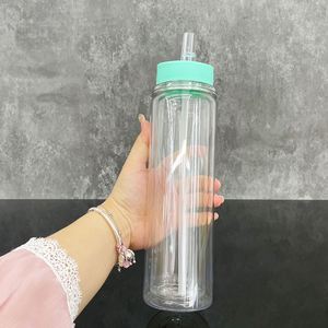 Bpa Free Pre Drilled 10Oz 15Oz Double Wall <b>Plastic</b> Acrylic Snow Globe Water Bottle Kids Cups Tumblers - Product Image 2