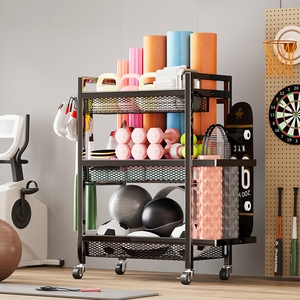 Support de stockage d'équipement de fitness, étagère de sport avec roue pour tapis de yoga <span class=keywords><strong>rouleau</strong></span> en <span class=keywords><strong>mousse</strong></span> haltère panier de rangement marchandises - Product Image 1
