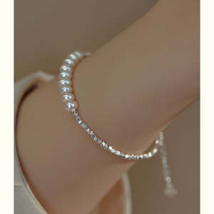 Bracelet et joncs élégants en argent sterling pour femme, avec cristaux, WENCHI, 30g - Product Image 4