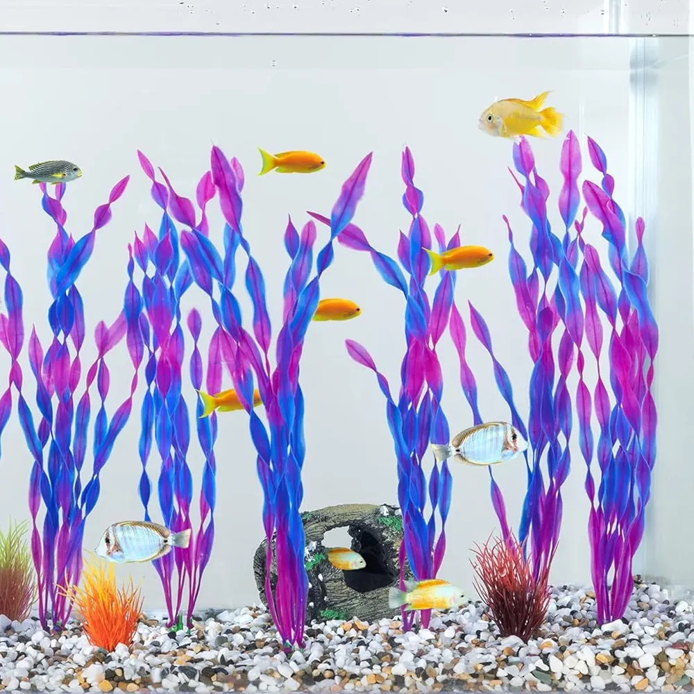 Fish Tank Decorations Artificial Seaweed Water Plants for Aquarium  Plastic Fish Tank Plant Decorations 10 PCS  Purple 