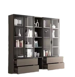 New Arrival Living Room <b>File</b> <b>Cabinet</b> Tempered Glass Door Modern Book Shelf Wooden Bookcase With Drawer - Product Image 4