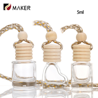 Vide suspendu 5ml 8ml 10ml Apple voiture parfum huile essentielle diffuseur bouteille verre Auto désodorisant distributeur avec couvercle en bois