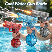 Pistola de Agua Eléctrica Automática Transparente Azul con Luz LED, Juguete para Niños y Adultos, Ideal para Juegos de Disparos en la Playa al Aire Libre en Verano