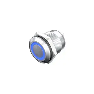 China supplier CE Stainless Steel Push Button Switch 5 Pins 16mm 12v On-off Spst Blue Ring Led