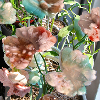Pierres de guérison naturelles en agate verte sculptée à la main ornement papillon en cristal