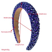 Q&Y Serre-tête élégant de style européen et américain, fait main, en maille perlée, largeur 3 cm, avec éponge et strass en cristal, style baroque, pour soirée