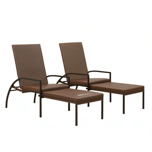 Lettini Prendisole in Rattan PE Marrone con Poggiapiedi, Reclinabili Manuali, Arredamento da Esterno dal Design Contemporaneo - Product Image 1