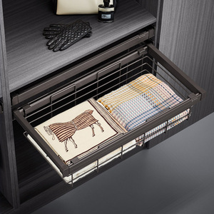 <b>Wardrobe</b> Pull Out Drawer Storage <b>Basket</b> Rectangle Durable Clothing Organizer Wall Mounted Type - Product Image 1