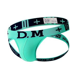 2024 di vendita Sexy lettera d. M sospensiva da uomo Gay personalità biancheria intima da uomo vuota elasticizzata in cotone a vita bassa perizoma sospensorio - Product Image 1