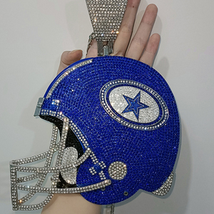 Casco <span class=keywords><strong>de</strong></span> Dallas Hip Hop Collar <span class=keywords><strong>de</strong></span> hombre Cadena <span class=keywords><strong>de</strong></span> fútbol Collar <span class=keywords><strong>de</strong></span> diamantes <span class=keywords><strong>de</strong></span> imitación blancos Joyería deportiva - Product Image 1