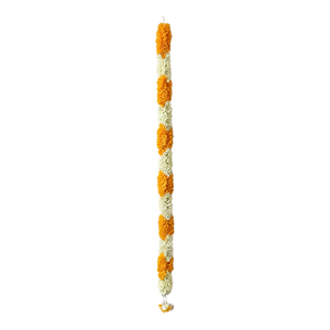 Artificial Flower Garland Orange <b>White</b> <b>Hanging</b> Decoration Marigold Style Floral Toran for Wedding Festival Home and Temple Decor - Product Image 1