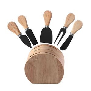 नया डिजाइन 5 टुकड़े सोने के पनीर चाकू सेट लकड़ी के मालिक के साथ लकड़ी के हैंडल पनीर चाकू फोर्क मक्खन चाकू - Product Image 3