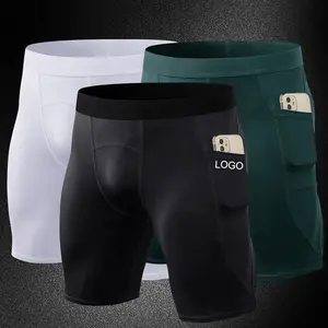Mens Polyester Tight shorts Run compression leggings Quick dry short pants Man Gym jogging Fitness Bodybuilding Tights