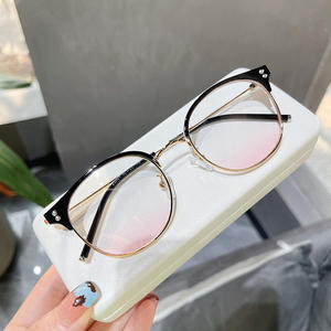 Lunettes de vue demi-cerclées Qianai, anti-lumière bleue, verres AC, style rétro unisexe T1 22001 - Product Image 1