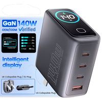 Pengisi Daya Cepat GaN 140W dengan Layar Digital Cerdas Pengisi Daya USB PD 4-Port
