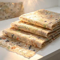 Robe Cheongsam Classique en Tissu Dentelle Velours avec Broderie de Points et de Paillettes à Carreaux pour Textile de Maison