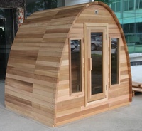 Ruang Sauna Tong Kayu Cedar Merah Kering Modern BaiYao dengan Panel Kontrol Komputer LCD Touchscreen untuk 4-6 Orang, Penggunaan Luar Ruangan di Villa