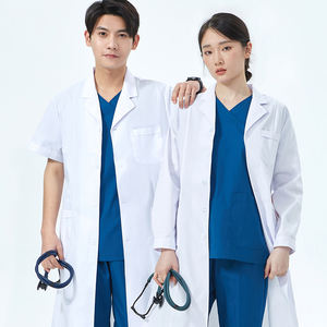 เสื้อกาวน์สีขาวสำหรับแพทย์ ห้องผ่าตัด ทันตแพทย์ เสื้อกาวน์สำหรับนักศึกษา โรงพยาบาลสัตว์ เสื้อกาวน์เด็ก ชุดระบายอากาศได้ดี เสื้อกาวน์คอปกสำหรับผู้ชาย - Product Image 1