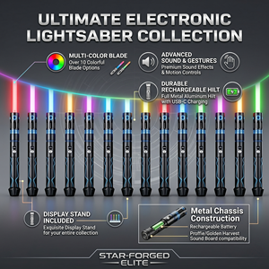 Sabre laser LED exclusif DAMIENSABER Studio, style médiéval viking et anime japonais, avec poignée en cuivre, couleurs de lame infinies, rechargeable - Product Image 1
