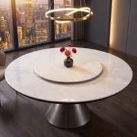 Ensemble de table à manger en travertin beige de luxe moderne, meubles en pierre naturelle pour bar et salon, table à manger en marbre beige