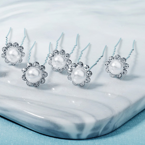 6 unids/pack de diamantes de imitación de pelo de la Boda nupcial de la boda Horquillas para el <span class=keywords><strong>cabello</strong></span> perla nupcial pelo Clip de <span class=keywords><strong>plata</strong></span> - Product Image 3