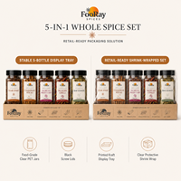 Set de Regalo de Especias para Venta al por Menor, 5 Frascos de Anís Estrellado, Varillas de Canela, Pimienta de Sichuan, Chile Seco y Hojas de Laurel para Distribuidores Mayoristas