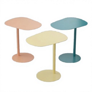 Ensemble de tables basses modernes minimalistes écologiques et durables aux couleurs pastel, plateau et base en acier inoxydable pour le mobilier de salon - Product Image 4