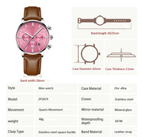 Montre Homme Vintage en Gros Personnalisée Chronographe Quartz Bracelet Cuir Alliage de Zinc Acier Inoxydable Cadran en Verre Étanche 3ATM