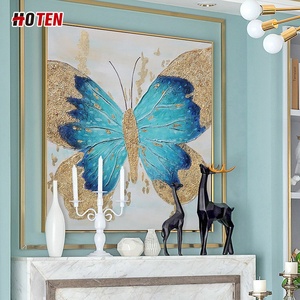 Arte <span class=keywords><strong>de</strong></span> lienzo abstracto moderno-Pintura al óleo <span class=keywords><strong>de</strong></span> mariposa pintada a mano con el diseño más nuevo - Product Image 3