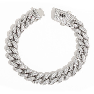 Fully Iced 2-Row Miami Link Bezel <b>Set</b> Moissanite Bracelets S925 Silver 18K <b>Gold</b> Plated Hip Hop Unisex Custom Fine Jewelry - Product Image 6