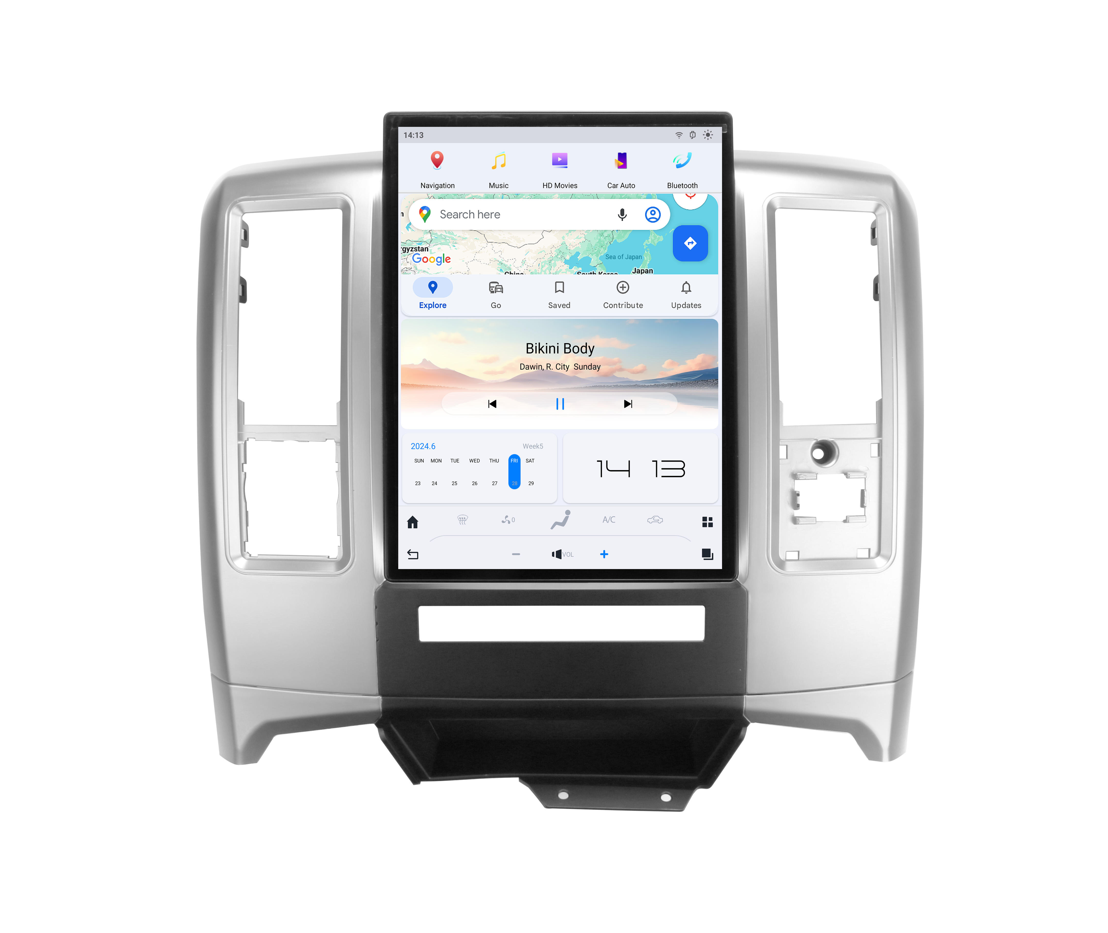 13,8 дюймов, портативное автомобильное радио Android для DVD-плеера с GPS-навигацией, сенсорный экран Carplay для Dodge Ram 2008-2011