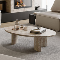 Table basse personnalisable en pierre naturelle style Wabi-sabi, table d'appoint moderne légèrement luxueuse pour villas, salons vintage