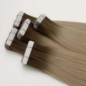 Extensiones de Cabello con Cinta Adhesiva Alineada con la Cutícula 1b Ruso, Extensiones de Cabello con Cinta Adhesiva Fina Invisible para Salón, Cabello Humano Virgen Natural al por Mayor - Product Image 1