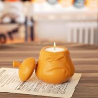 M63986 Halloween Pot à bougie en silicone Citrouille Furieuse avec couvercle, récipient de rangement pour aromathérapie et résine époxy