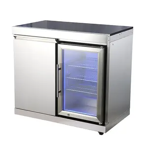 스테인레스 스틸 단일 도어 냉장고 야외 주방 캐비닛 바 섬 냉장고