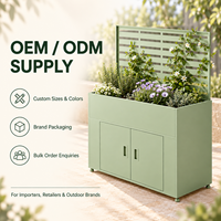 Jardinière en métal avec armoire de rangement et treillis, organisateur d'outils de jardin pour patio, vente en gros, tailles et couleurs personnalisées en usine