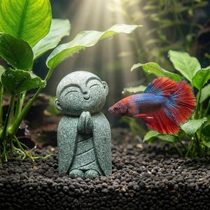 Statue de Jizo, petit moine Bouddha, sculpture en grès mat pour jardin zen, sourire incliné, décoration de méditation, cadeau pour la maison, le bureau, gris - Product Image 4