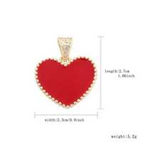 Pendentif personnalisé en gros, plaqué or 14 carats, tendance hip-hop, en laiton et zircon, fabricant de bijoux, pendentif cœur en émail rouge