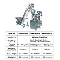 Automatische 1kg Verticale Doseerbeker Vulmachine VFFS Zakverpakkingsmachine voor Bonen/Rijst/Granulaat/Maïs/Droge Voedingsmiddelen Fruit/noten/graan