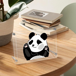 Vui vẻ rõ ràng Acrylic khung ảnh với vui <span class=keywords><strong>Panda</strong></span> Thời Trang câu đố thiết kế UV in trên sắt Máy tính để bàn dấu khối hiển thị - Product Image 4