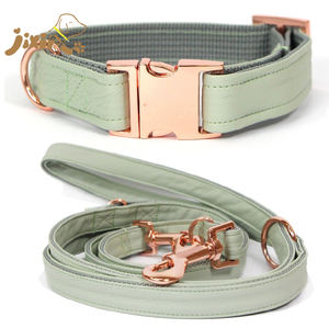 ปลอกคอสุนัขหนังแท้ขายดี พร้อมสายจูงและอุปกรณ์โลหะ - Product Image 1