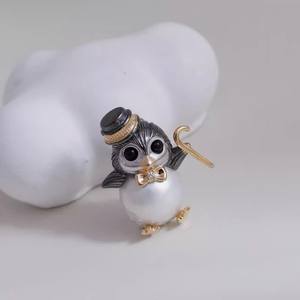 31329 Pendentif DIY pour femme, style pingouin vide, en argent S925, pour perles de 10-12 mm, accessoires de support pour pendentifs et breloques en perles - Product Image 2