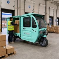 Tricycle électrique à 3 roues 1200W 72V avec caisse de chargement en acier robuste, porte verrouillable, cabine de style voiture, capacité de charge de 400 kg, vitesse de 30-50 km/h