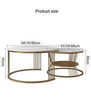 Simple blanc métal pierre or luxe nordique rond moderne dessus en marbre Tables basses table centrale de nidification pour ensemble de salon maison