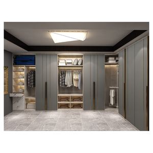 Armoire sur mesure en bois massif, du sol au plafond, en contreplaqué, design moderne, pour chambre à coucher, avec rangement - Product Image 3