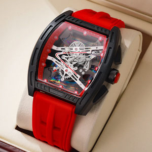 Factory New Hot Sell Five Different Colors Silicone Strap with Hollow Out Fashion <strong>Sporty</strong> Wine Barrel Shaped <strong>Men's</strong> Quartz <strong>Watch</strong> - Product Image 3