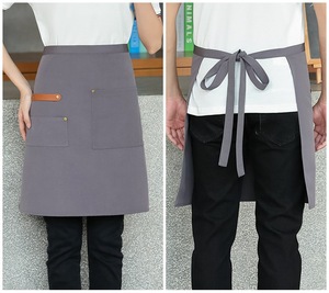 Tablier de serveur en toile et coton lin imperméable et résistant à l'huile, unisexe, demi-manches, <span class=keywords><strong>vêtements</strong></span> de travail pour la restauration et la <span class=keywords><strong>cuisine</strong></span>, logo imprimable en relief - Product Image 5